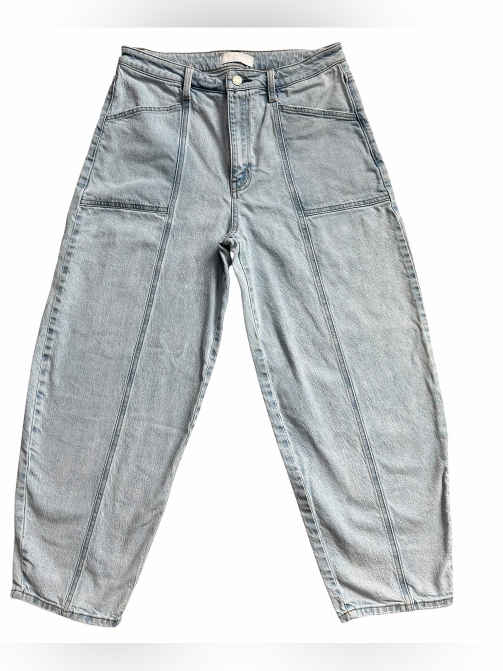Vervet Dexterously T6610 Womens 29 Super High Rise Panel Barrel Jeans Light Wash